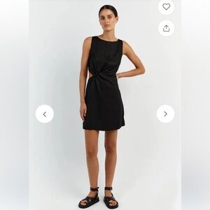 DISSH LEILANI BLACK LINEN MINI DRESS